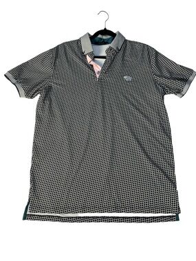 Greyson Polo Medium Black & White Polo with Elephant & Wolf Logos Rare Find